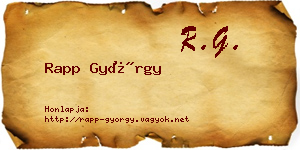 Rapp György névjegykártya
