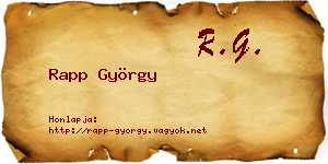 Rapp György névjegykártya